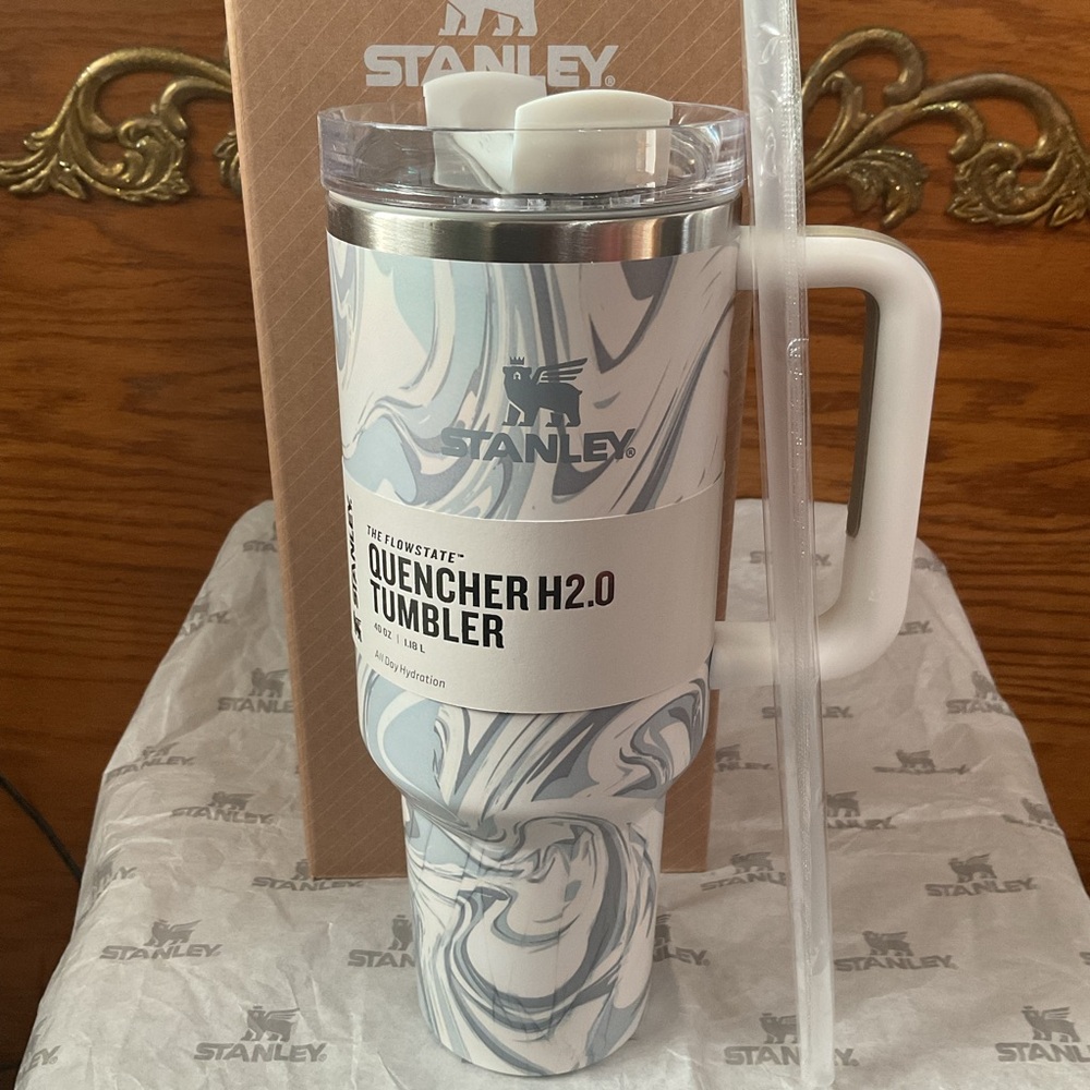 Stanley Marble Swirl Travel Tumbler in White